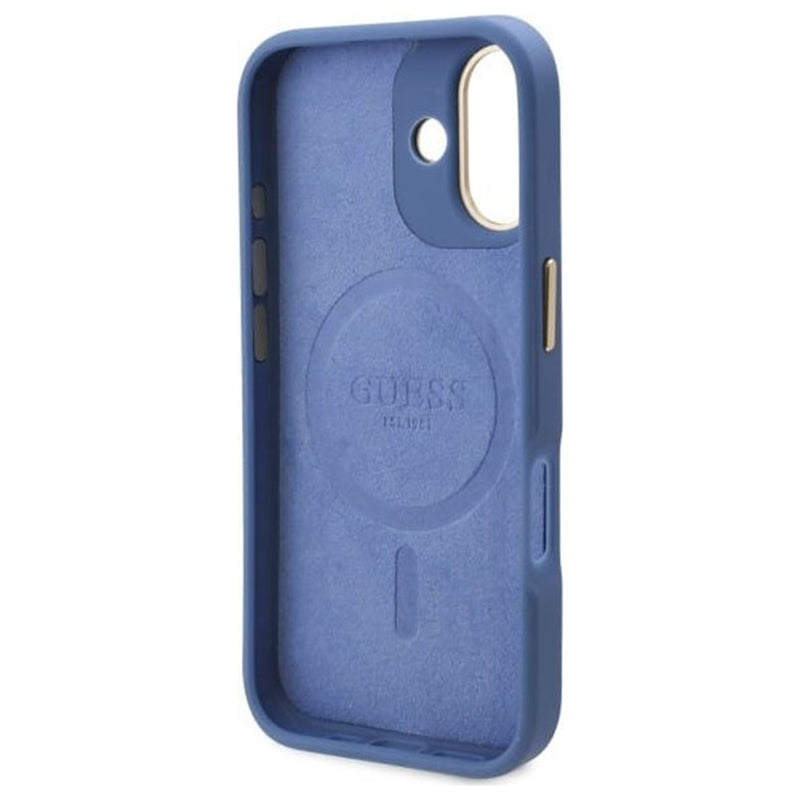 MagSafe-deksel for Apple iPhone 16 Plus, Guess, 4G Logo Plate, Blå