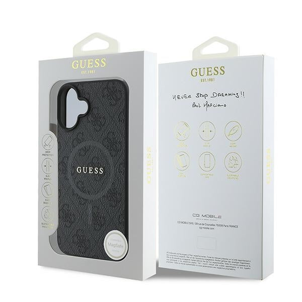 MagSafe-deksel for Apple iPhone 16 Plus, Guess, 4G Ring Classic Logo, Svart
