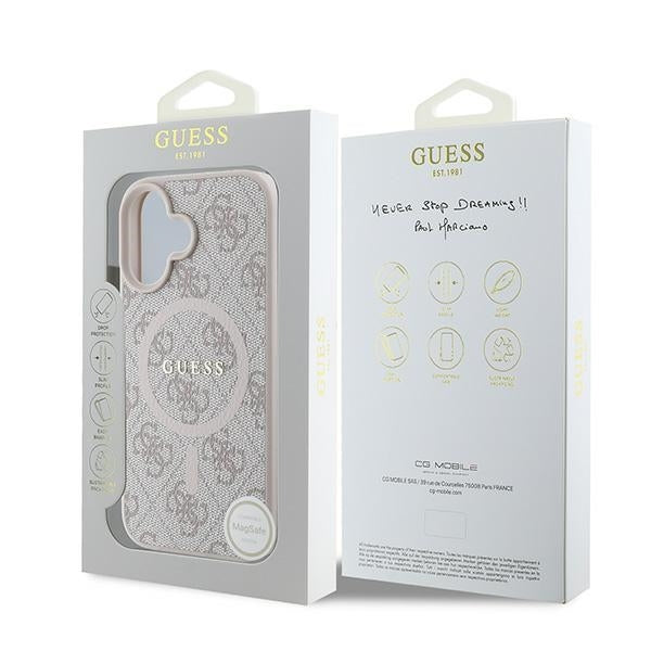 MagSafe deksel for Apple iPhone 16 Plus, Guess, 4G Ring Classic Logo, Rosa