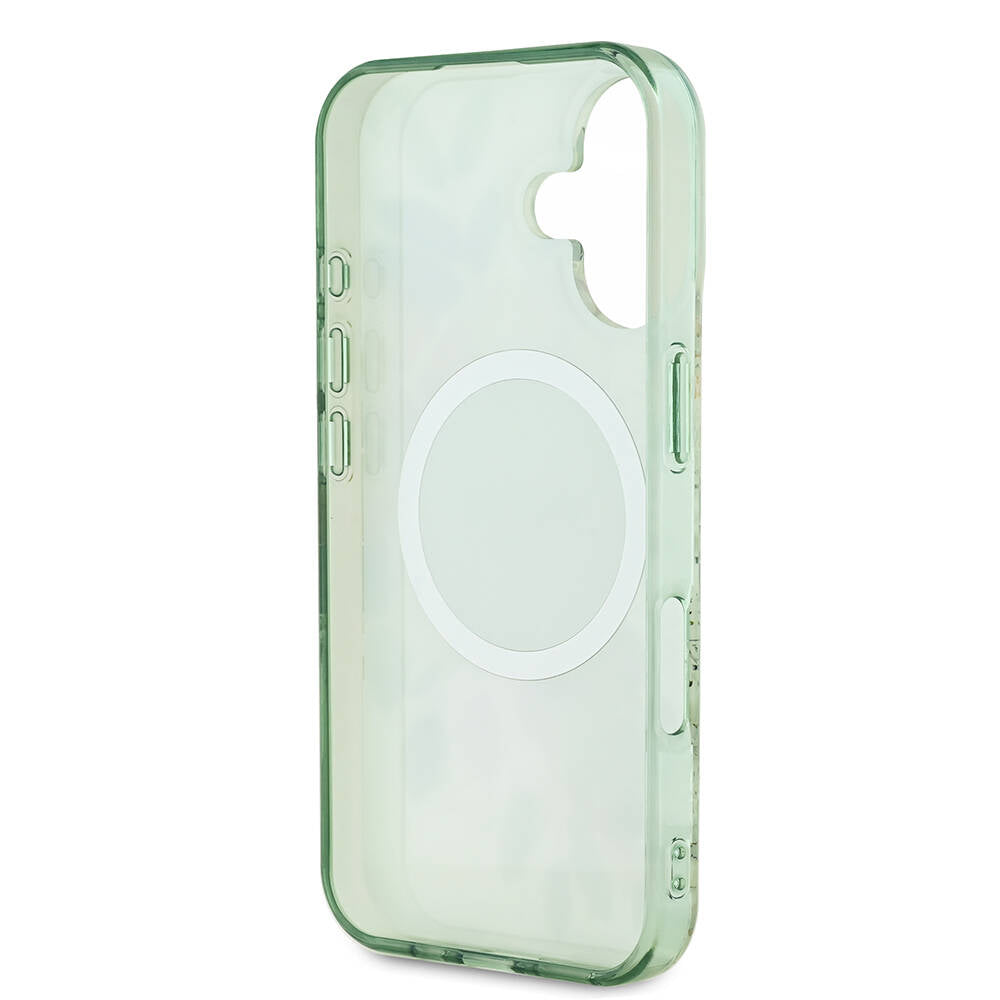 MagSafe-deksel for Apple iPhone 16 Plus, Guess, IML Flower & Tonal Circle, Grønn