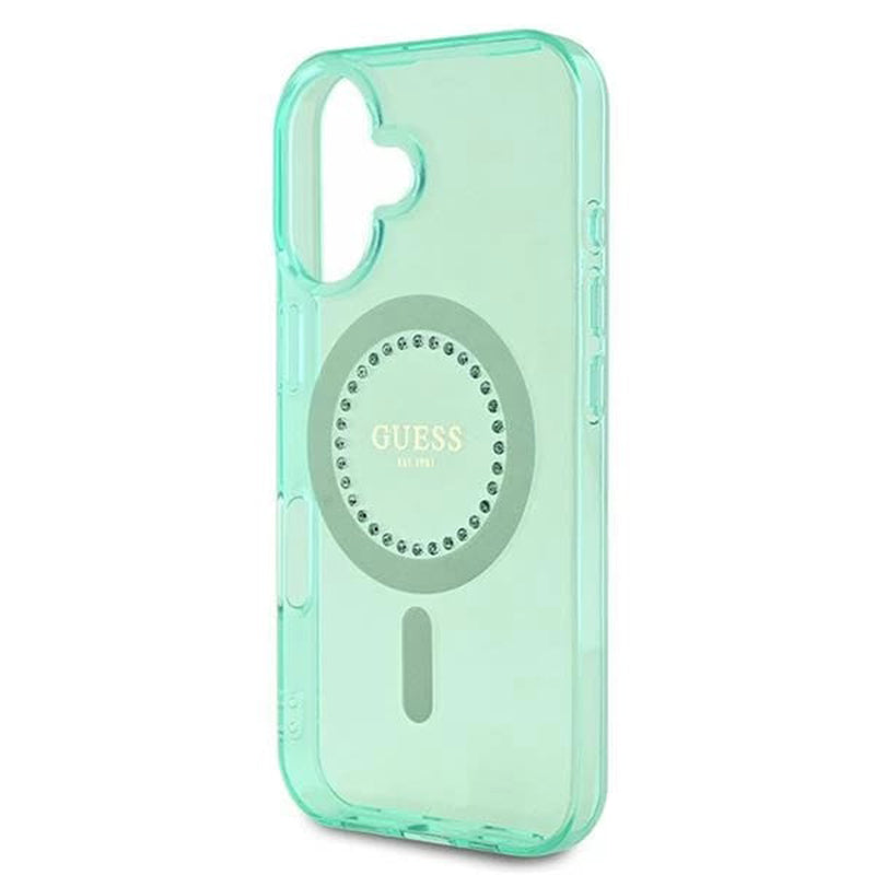 MagSafe-deksel for Apple iPhone 16 Plus, Guess, IML Rhinestone, Grønn