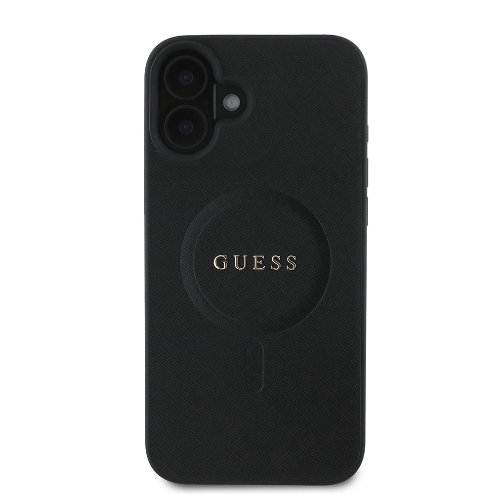MagSafe-deksel for Apple iPhone 16 Plus, Guess, Saffiano Classic Logo, Svart