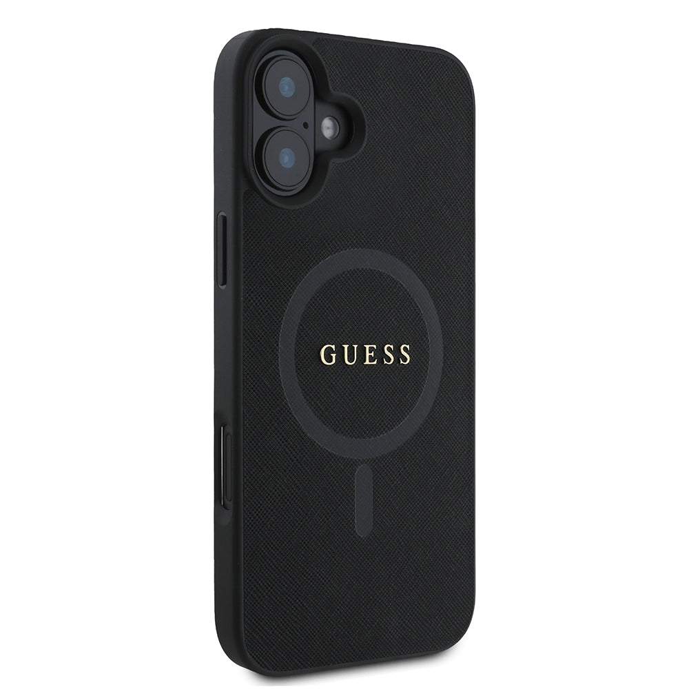 MagSafe-deksel for Apple iPhone 16 Plus, Guess, Saffiano Classic Logo, Svart
