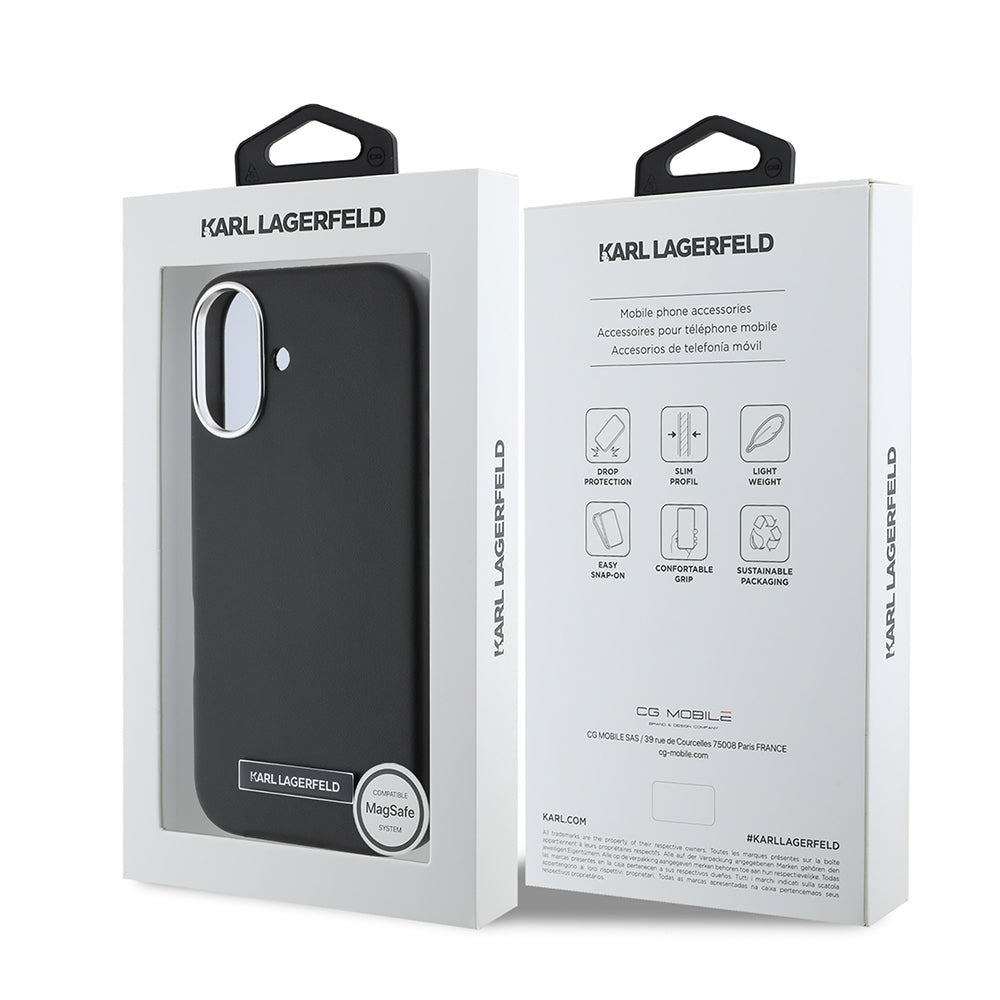 MagSafe-deksel for Apple iPhone 16 Plus, Karl Lagerfeld, FW Metal Plate, Svart