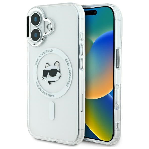 MagSafe-deksel for Apple iPhone 16 Plus, Karl Lagerfeld, IML Metal Choupette's Head, Hvit