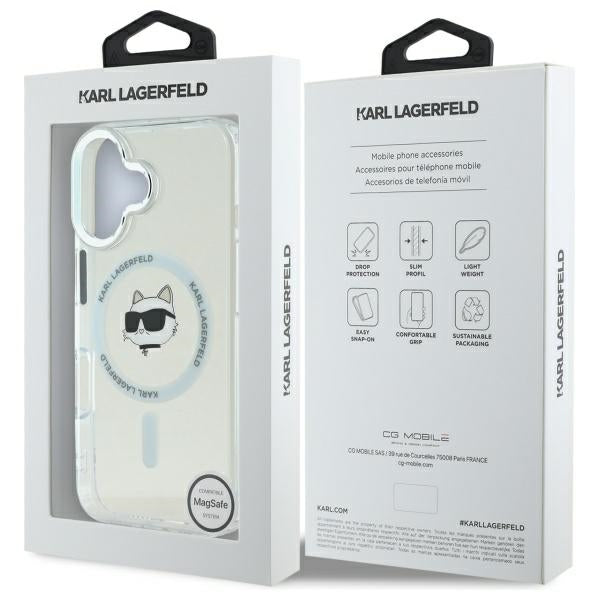 MagSafe-deksel for Apple iPhone 16 Plus, Karl Lagerfeld, IML Metal Choupette's Head, Hvit