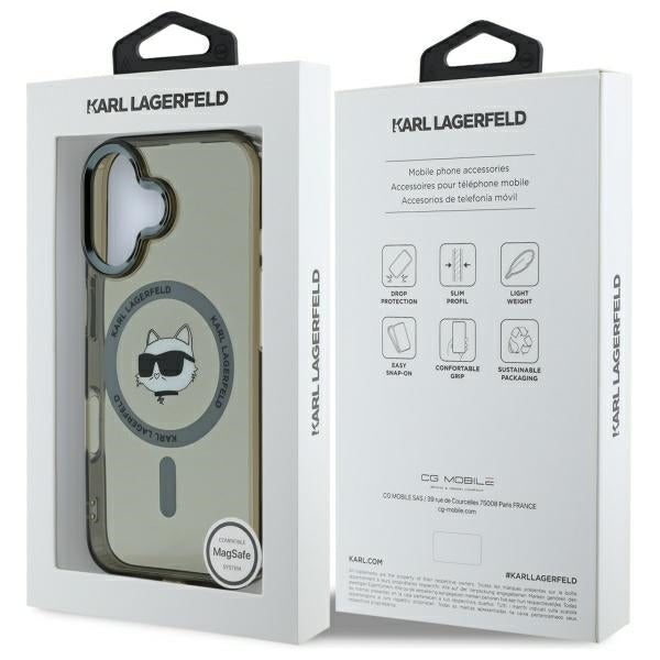 MagSafe-deksel for Apple iPhone 16 Plus, Karl Lagerfeld, IML Metal Choupette's Head, Svart