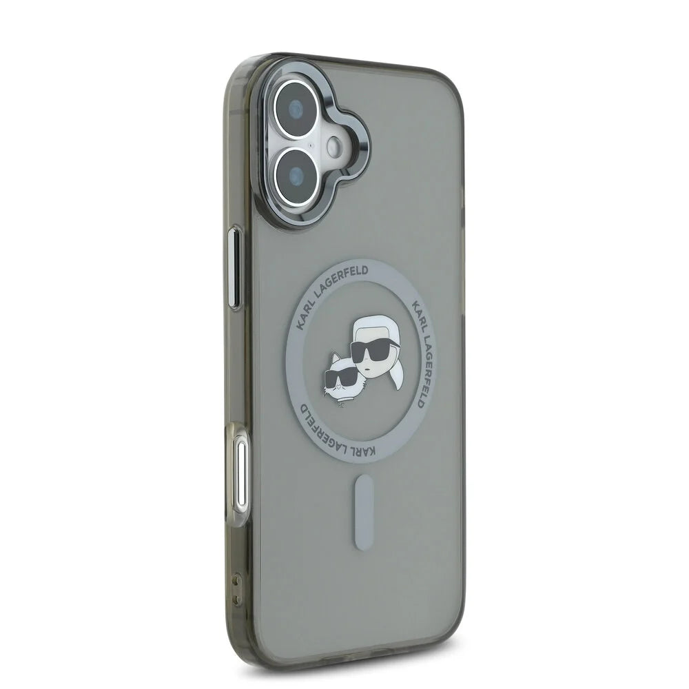 MagSafe deksel for Apple iPhone 16 Plus, Karl Lagerfeld, IML Metal Karl & Choupette's Heads, Svart
