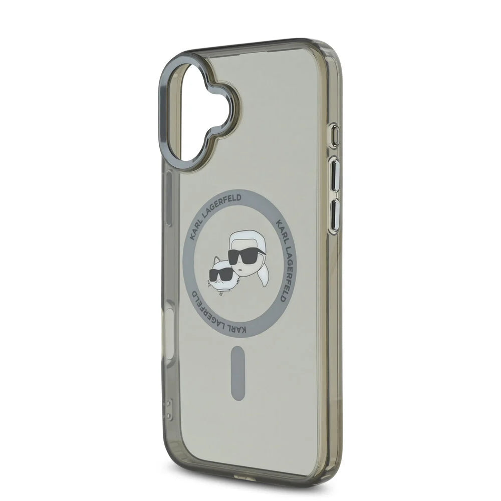 MagSafe deksel for Apple iPhone 16 Plus, Karl Lagerfeld, IML Metal Karl & Choupette's Heads, Svart