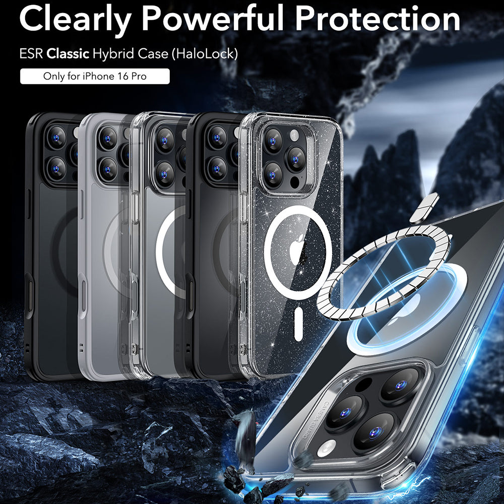 MagSafe-deksel for Apple iPhone 16 Pro, ESR, Classic Hybrid, Sateng Transparent