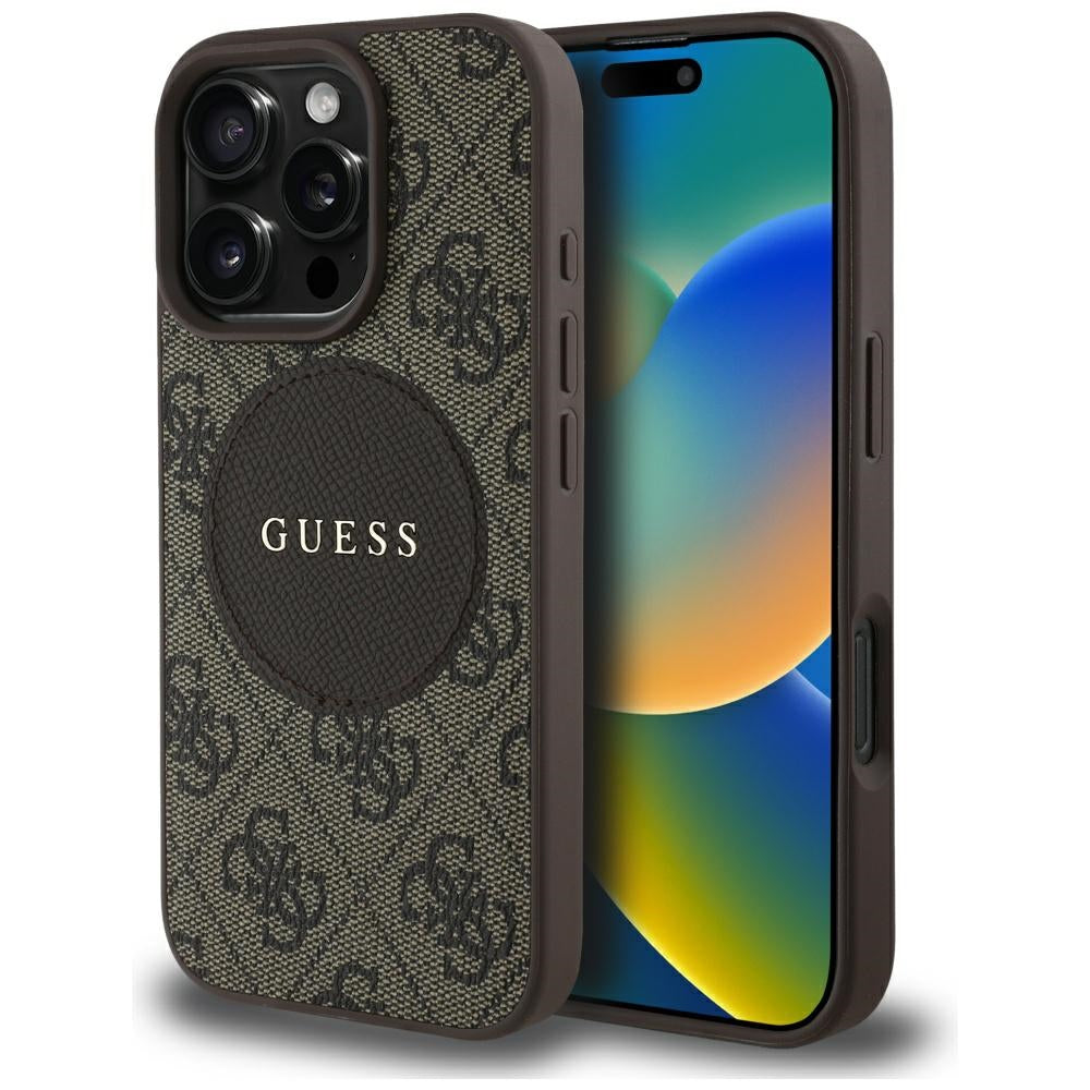 MagSafe deksel for Apple iPhone 16 Pro, Guess, 4G Circle Classic Logo, Brun