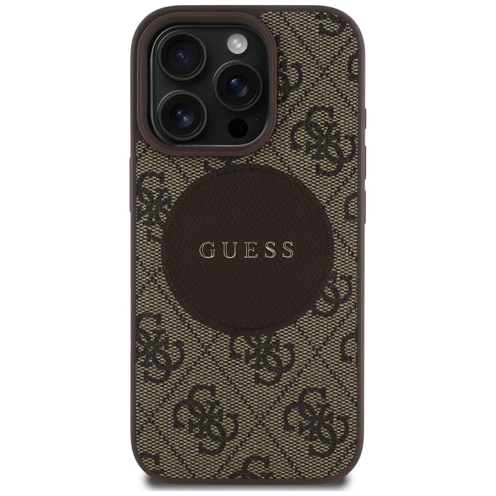 MagSafe deksel for Apple iPhone 16 Pro, Guess, 4G Circle Classic Logo, Brun