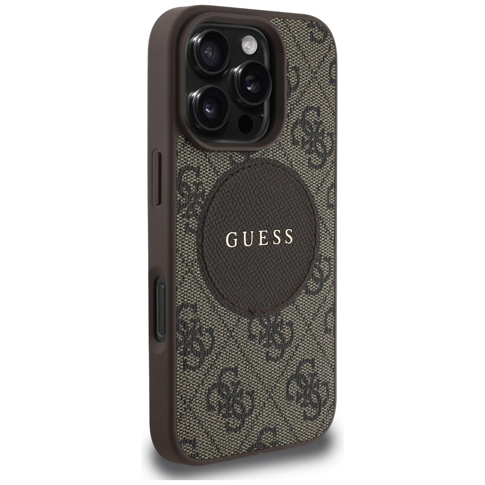 MagSafe deksel for Apple iPhone 16 Pro, Guess, 4G Circle Classic Logo, Brun