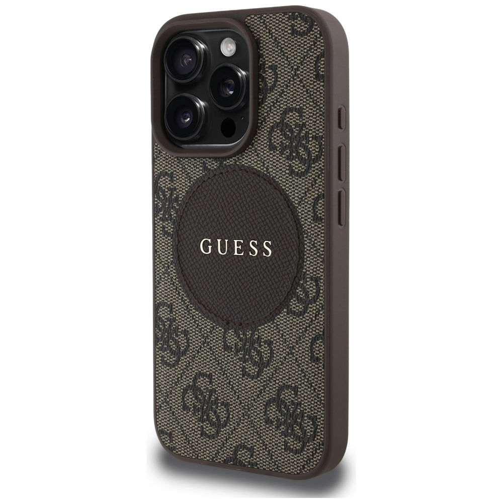 MagSafe deksel for Apple iPhone 16 Pro, Guess, 4G Circle Classic Logo, Brun