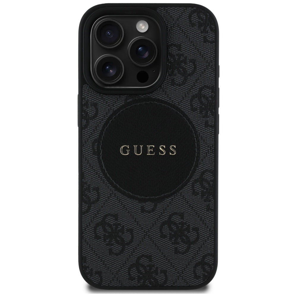 MagSafe-deksel for Apple iPhone 16 Pro, Guess, 4G Circle Classic Logo, Svart