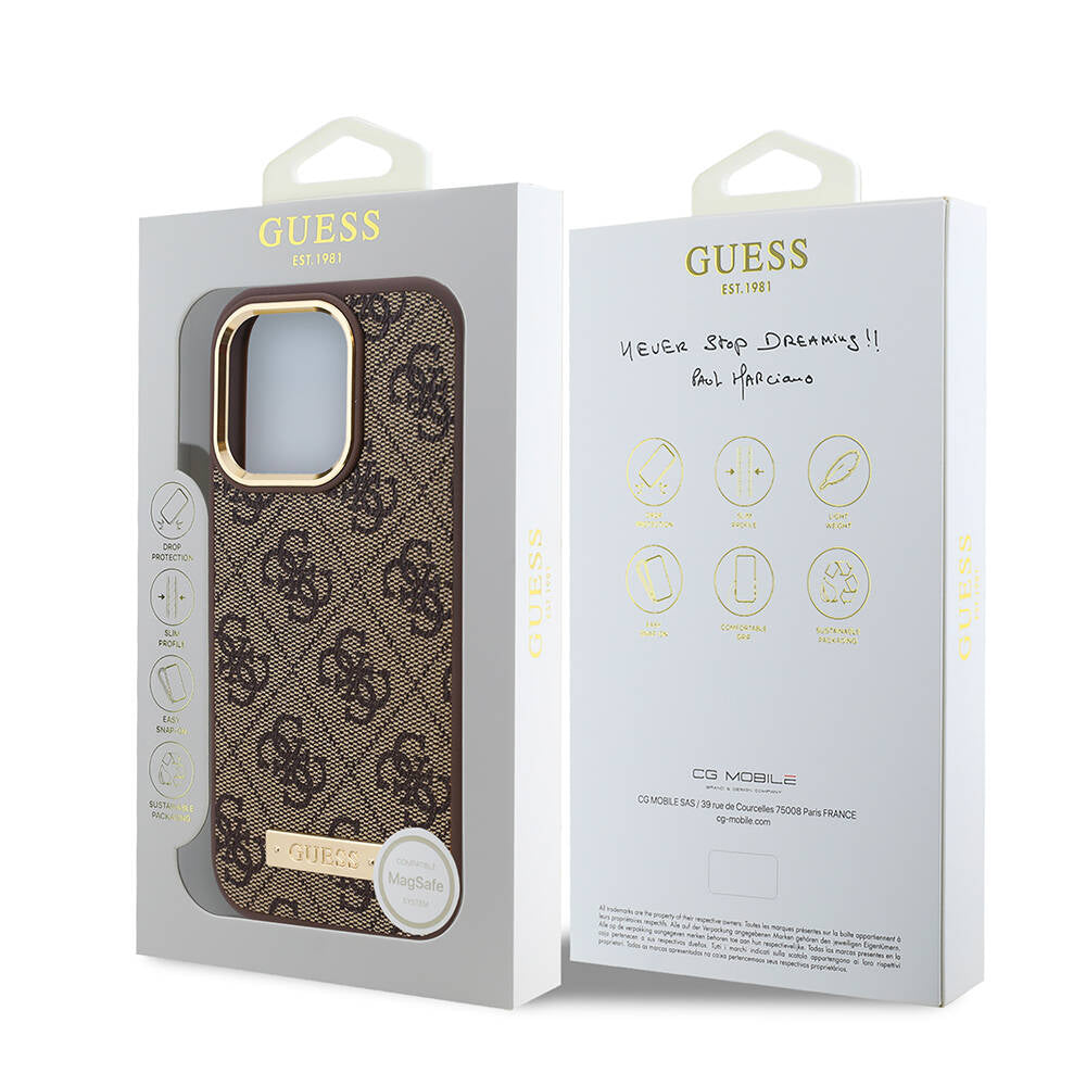 MagSafe-deksel for Apple iPhone 16 Pro, Guess, 4G Logo Plate, Svart