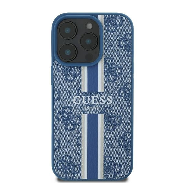 MagSafe-deksel for Apple iPhone 16 Pro, Guess, 4G Printed Stripes, Blå