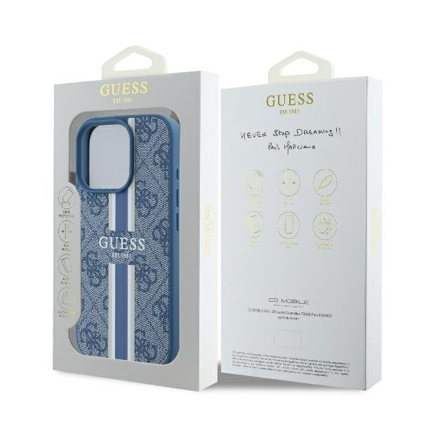 MagSafe-deksel for Apple iPhone 16 Pro, Guess, 4G Printed Stripes, Blå