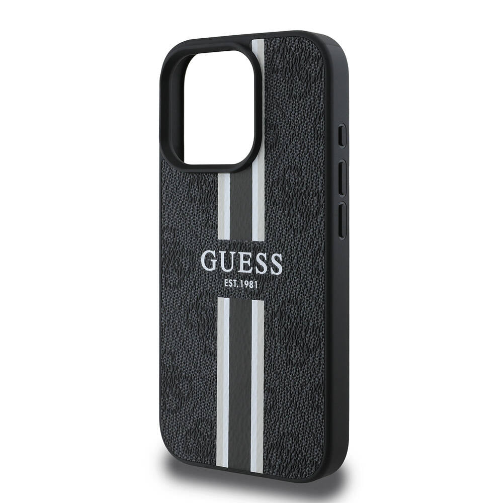 MagSafe-deksel for Apple iPhone 16 Pro, Guess, 4G Printed Stripes, Svart