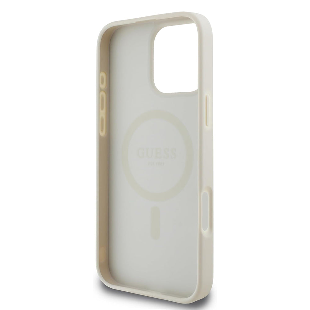 MagSafe-deksel for Apple iPhone 16 Pro, Guess, Grained Gold Ring, Beige