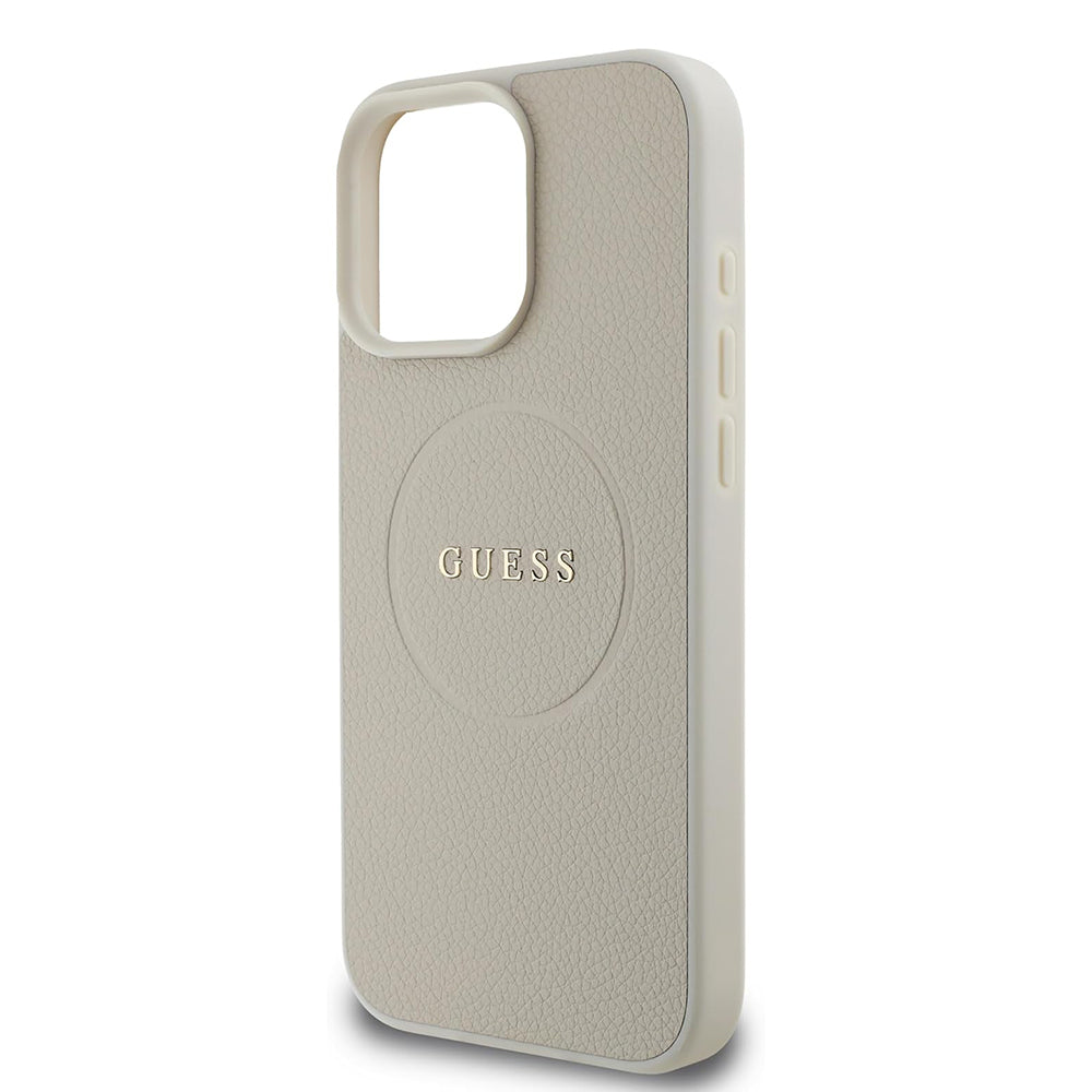MagSafe-deksel for Apple iPhone 16 Pro, Guess, Grained Gold Ring, Beige