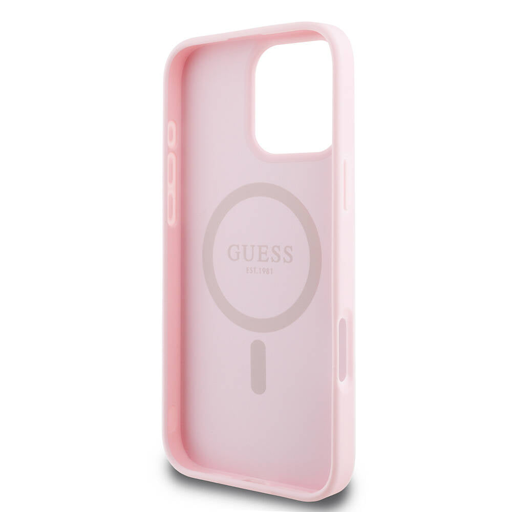 MagSafe-deksel for Apple iPhone 16 Pro, Guess, Grained Gold Ring, Rosa