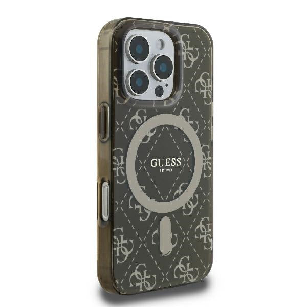 MagSafe-deksel for Apple iPhone 16 Pro, Guess, IML 4G Background, Brun