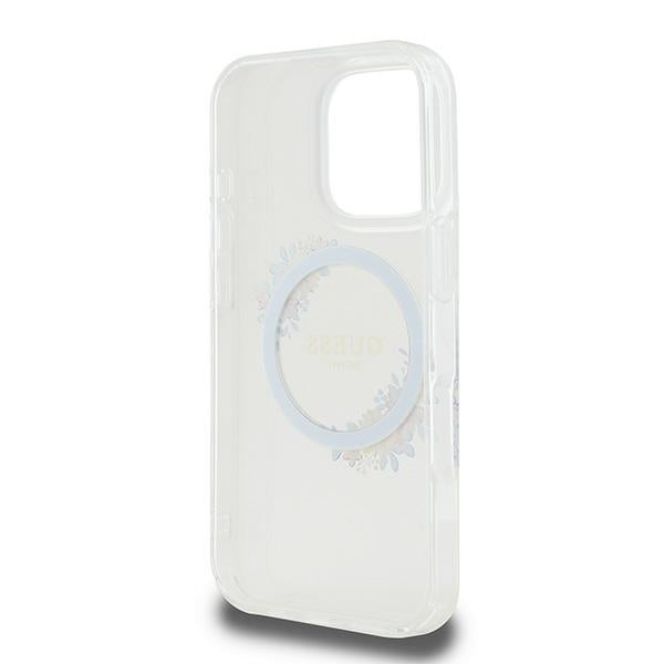 MagSafe-deksel for Apple iPhone 16 Pro, Guess, IML Flowers Wreath, Gjennomsiktig