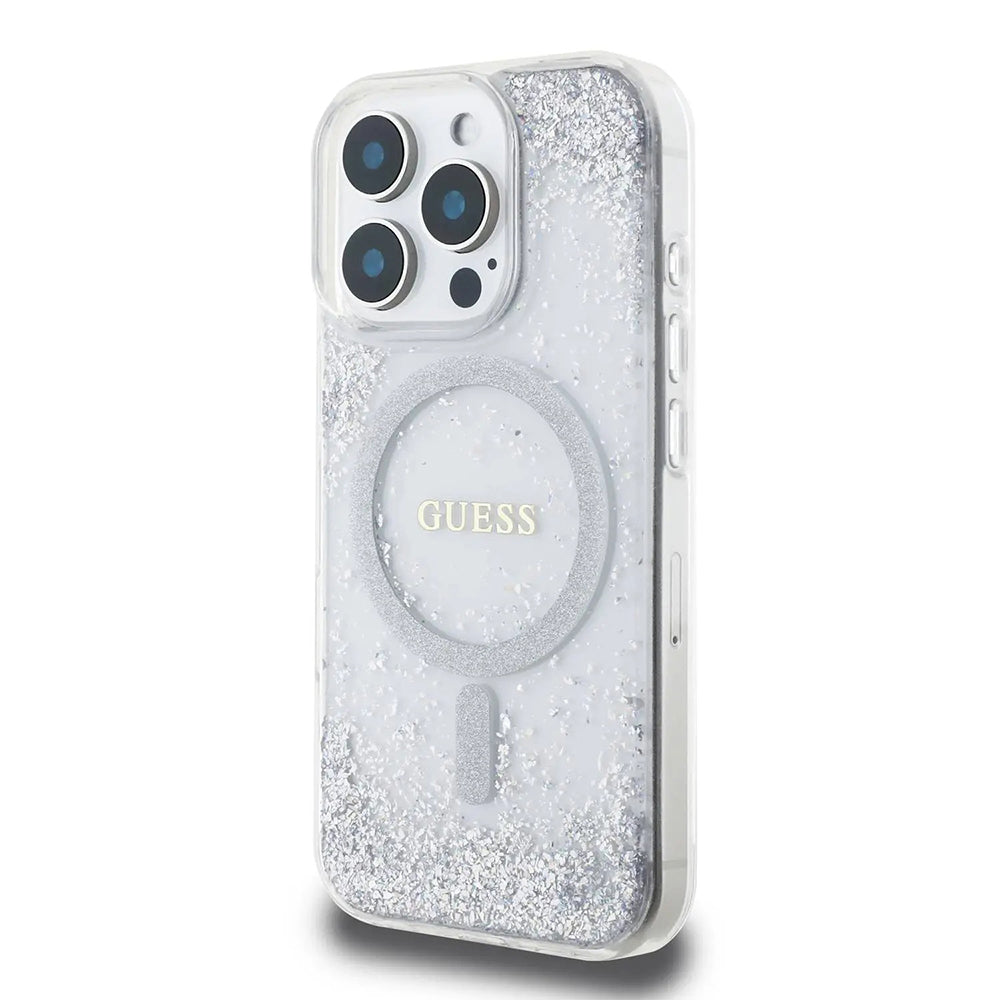 MagSafe-deksel for Apple iPhone 16 Pro, Guess, IML Glitter Gradient, Sølv