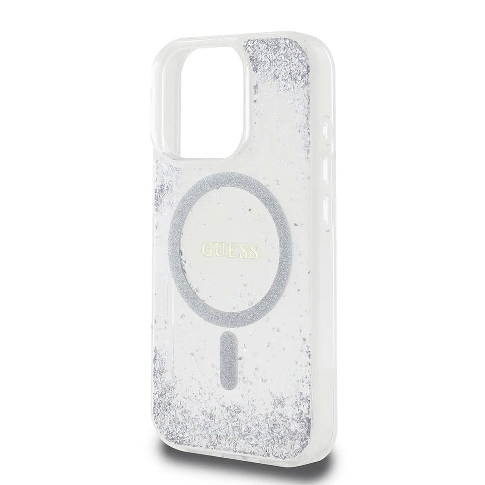 MagSafe-deksel for Apple iPhone 16 Pro, Guess, IML Glitter Gradient, Sølv