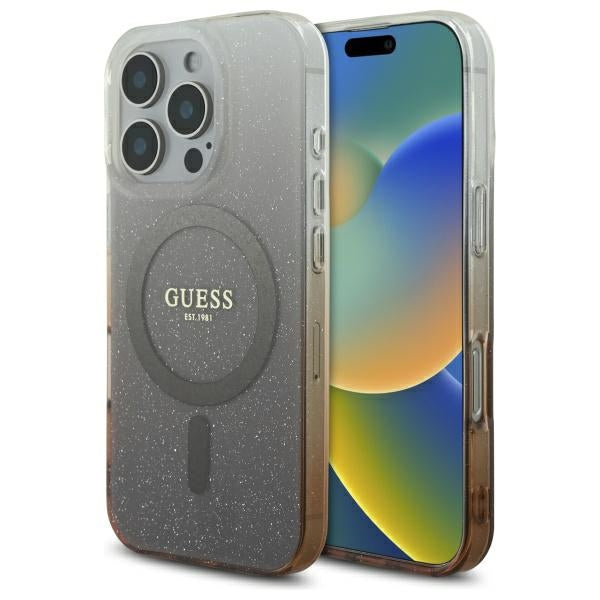 MagSafe-deksel for Apple iPhone 16 Pro, Guess, IML Glitter Gradient, Brun