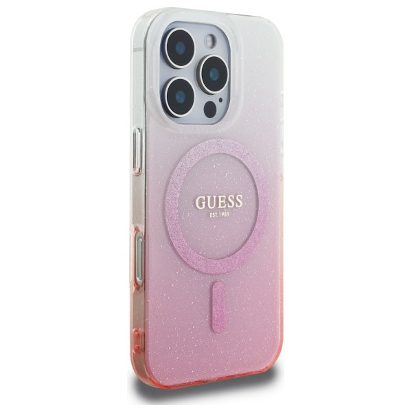MagSafe-deksel for Apple iPhone 16 Pro, Guess, IML Glitter Gradient, Rosa