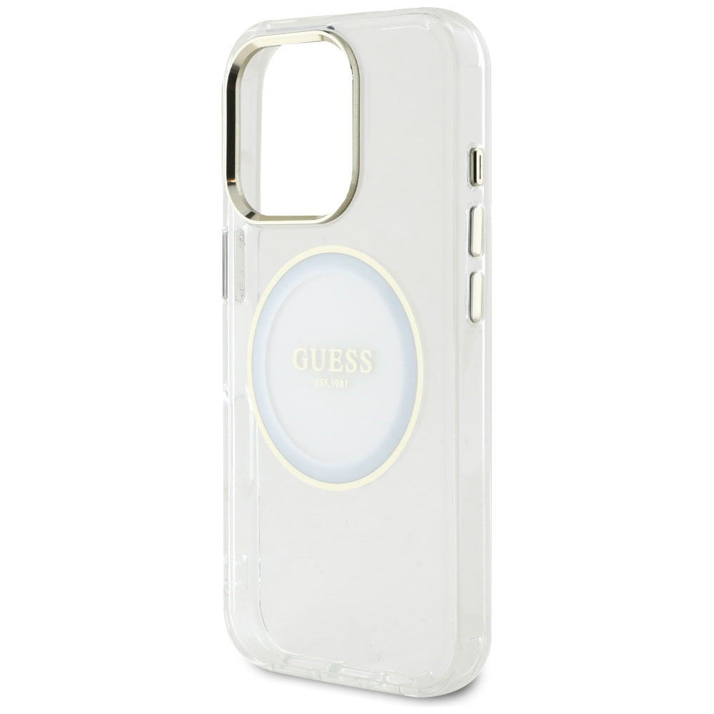 MagSafe-deksel for Apple iPhone 16 Pro, Guess, IML Metal Colored Circle, Hvit
