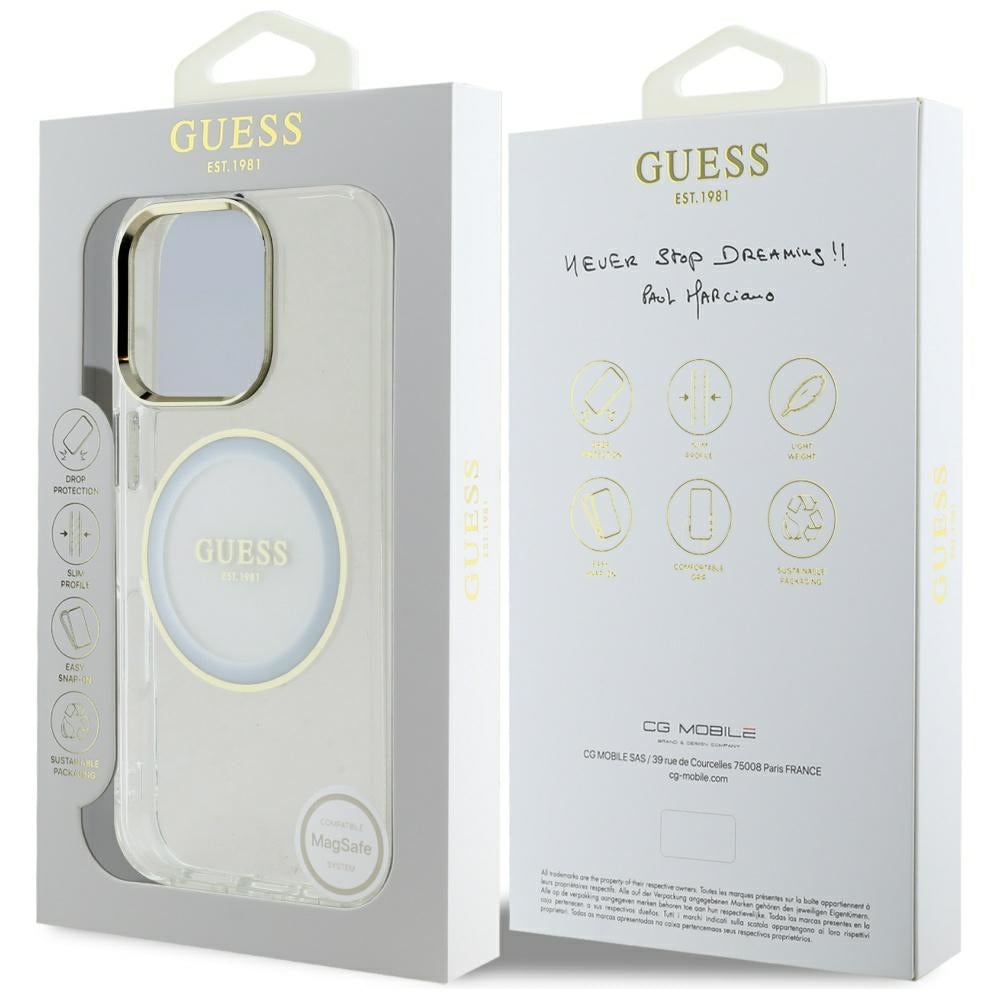 MagSafe-deksel for Apple iPhone 16 Pro, Guess, IML Metal Colored Circle, Hvit
