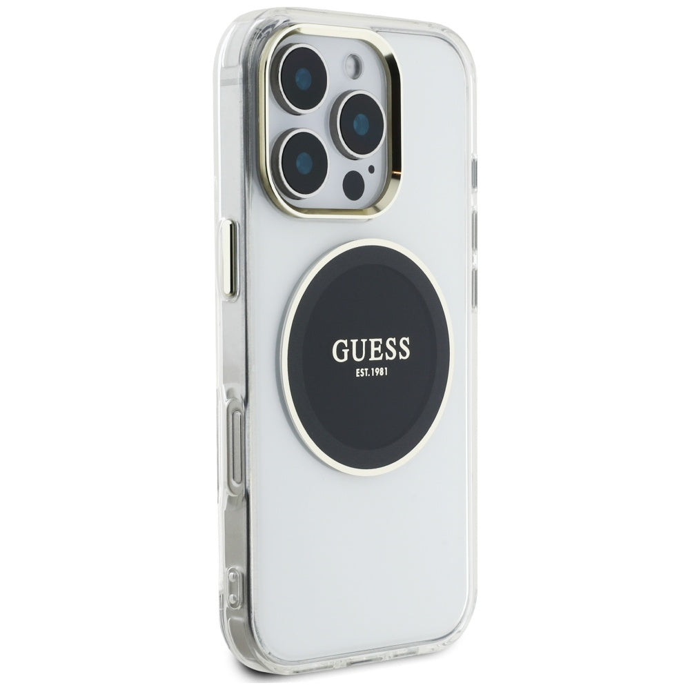 MagSafe-deksel for Apple iPhone 16 Pro, Guess, IML Metal Colored Circle, Svart
