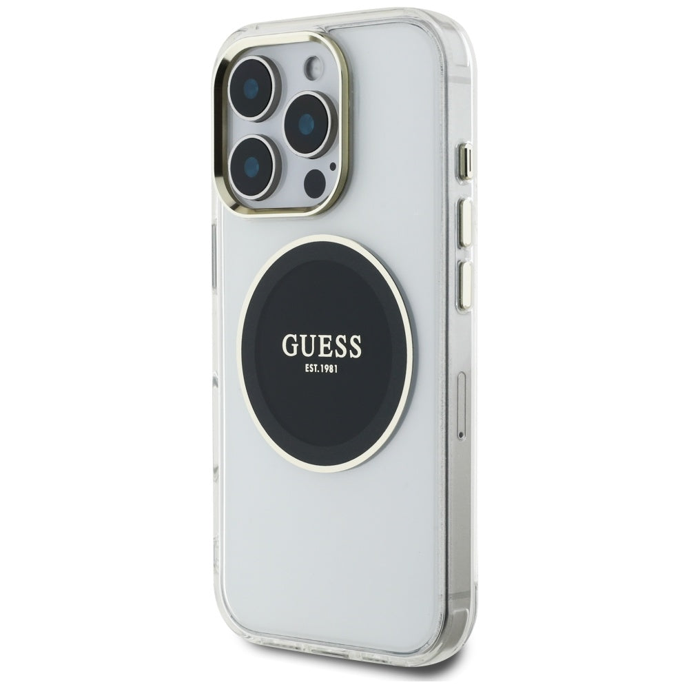 MagSafe-deksel for Apple iPhone 16 Pro, Guess, IML Metal Colored Circle, Svart