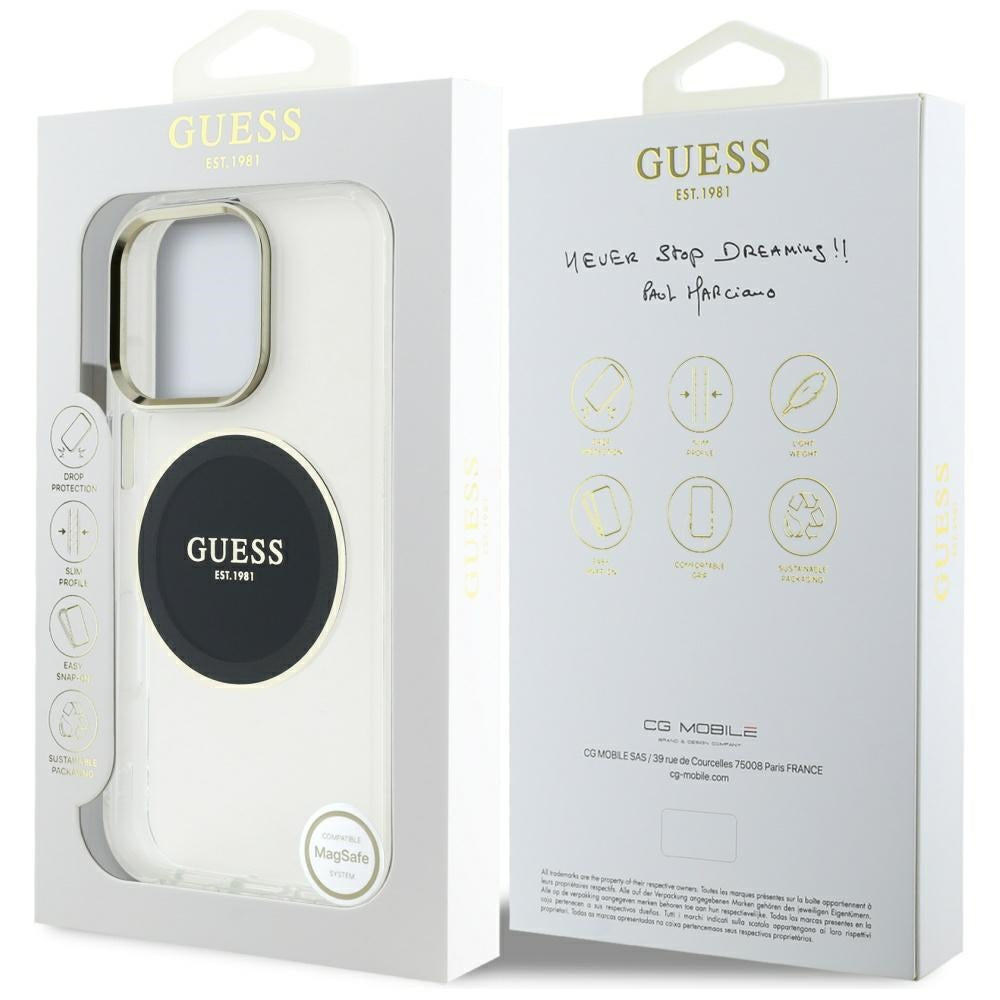 MagSafe-deksel for Apple iPhone 16 Pro, Guess, IML Metal Colored Circle, Svart