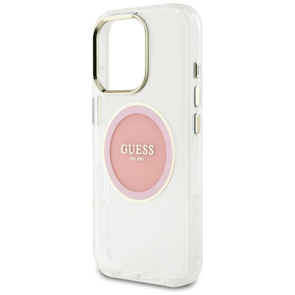 MagSafe-deksel for Apple iPhone 16 Pro, Guess, IML Metal Colored Circle, Rosa