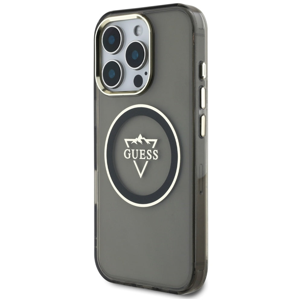 MagSafe-deksel for Apple iPhone 16 Pro, Guess, IML Metal Mountain Logo, Svart