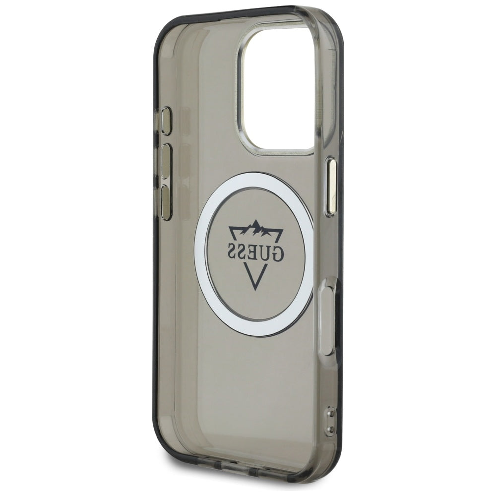 MagSafe-deksel for Apple iPhone 16 Pro, Guess, IML Metal Mountain Logo, Svart