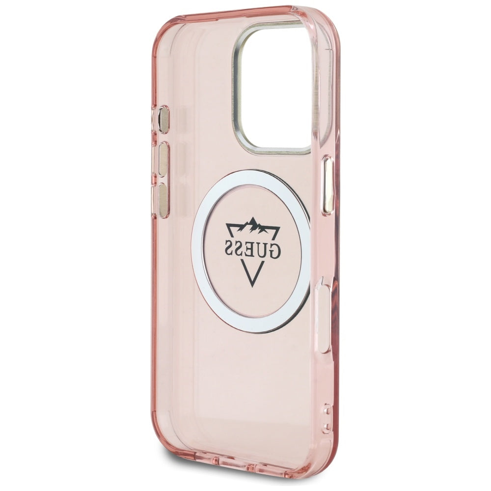 MagSafe-deksel for Apple iPhone 16 Pro, Guess, IML Metal Mountain Logo, Rosa
