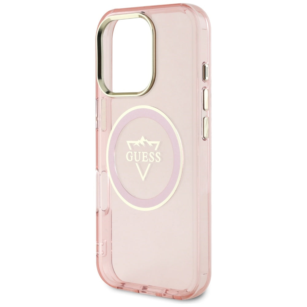 MagSafe-deksel for Apple iPhone 16 Pro, Guess, IML Metal Mountain Logo, Rosa
