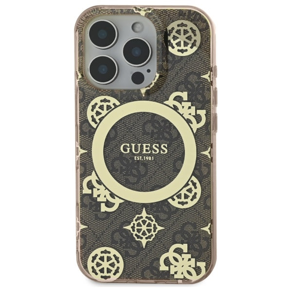 MagSafe-deksel for Apple iPhone 16 Pro, Guess, IML Peony On 4G Background, Brun