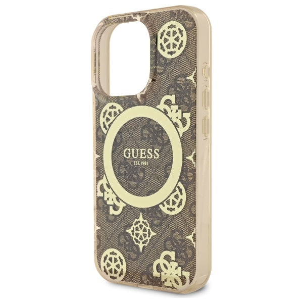 MagSafe-deksel for Apple iPhone 16 Pro, Guess, IML Peony On 4G Background, Brun