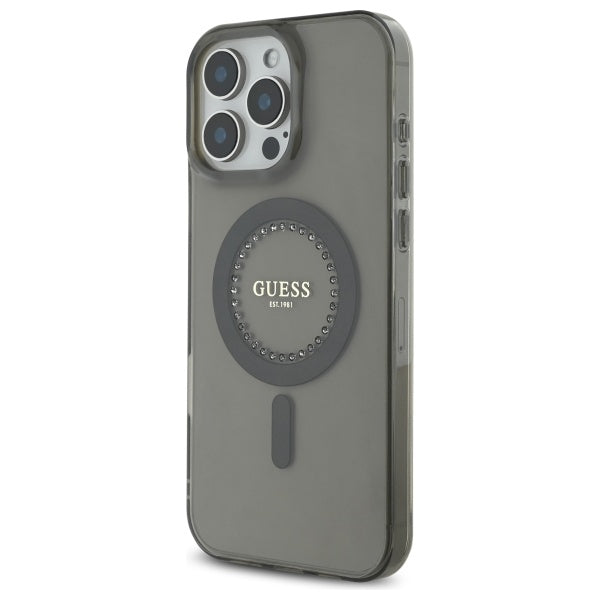 MagSafe-deksel for Apple iPhone 16 Pro, Guess, IML Rhinestone, Svart