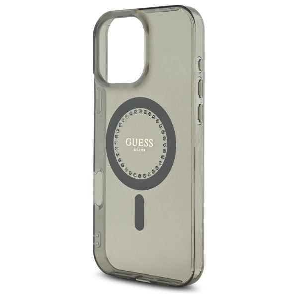 MagSafe-deksel for Apple iPhone 16 Pro, Guess, IML Rhinestone, Svart
