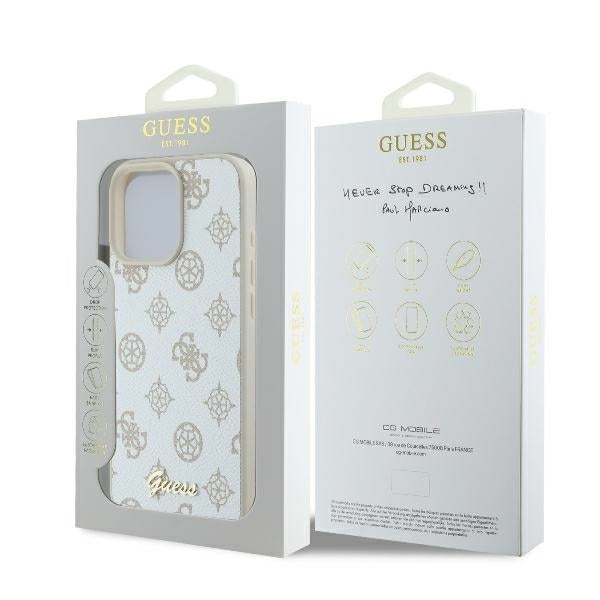MagSafe-deksel for Apple iPhone 16 Pro, Guess, Peony Script, Hvit