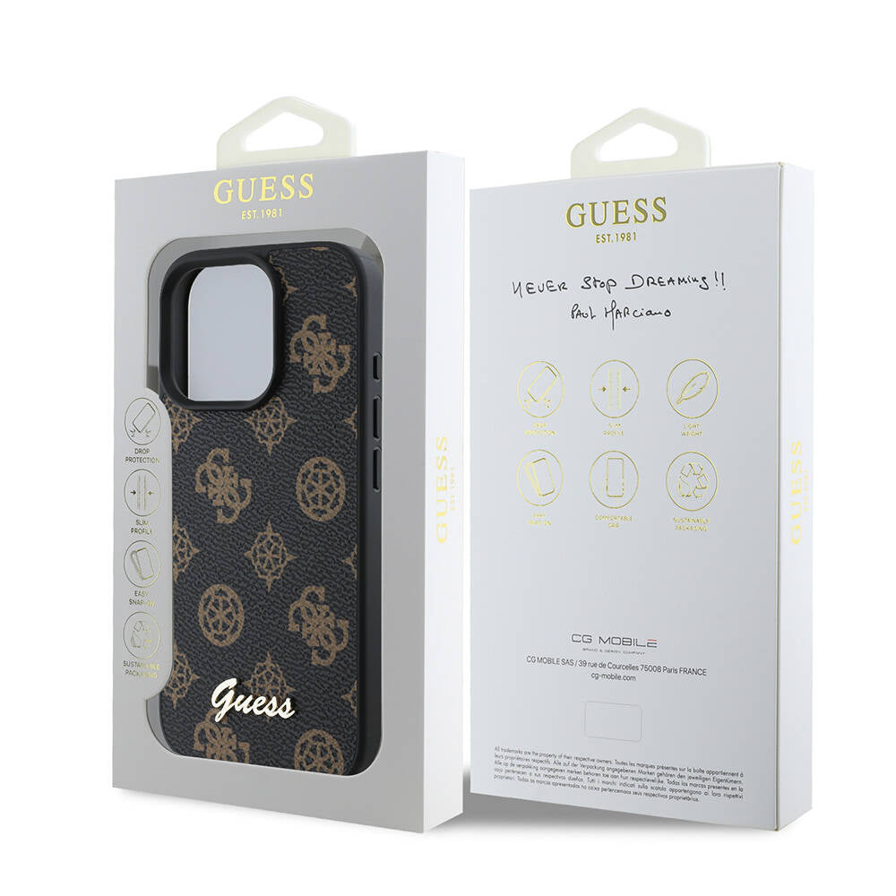 MagSafe-deksel for Apple iPhone 16 Pro, Guess, Peony Script, Svart