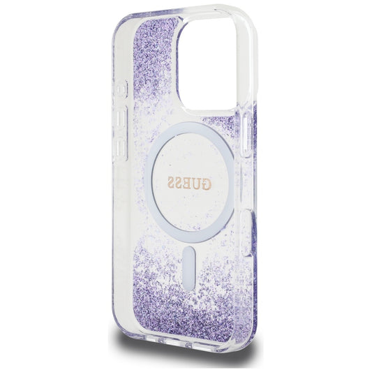 MagSafe-deksel for Apple iPhone 16 Pro, Guess, Resin Bottom Glitter, Lilla