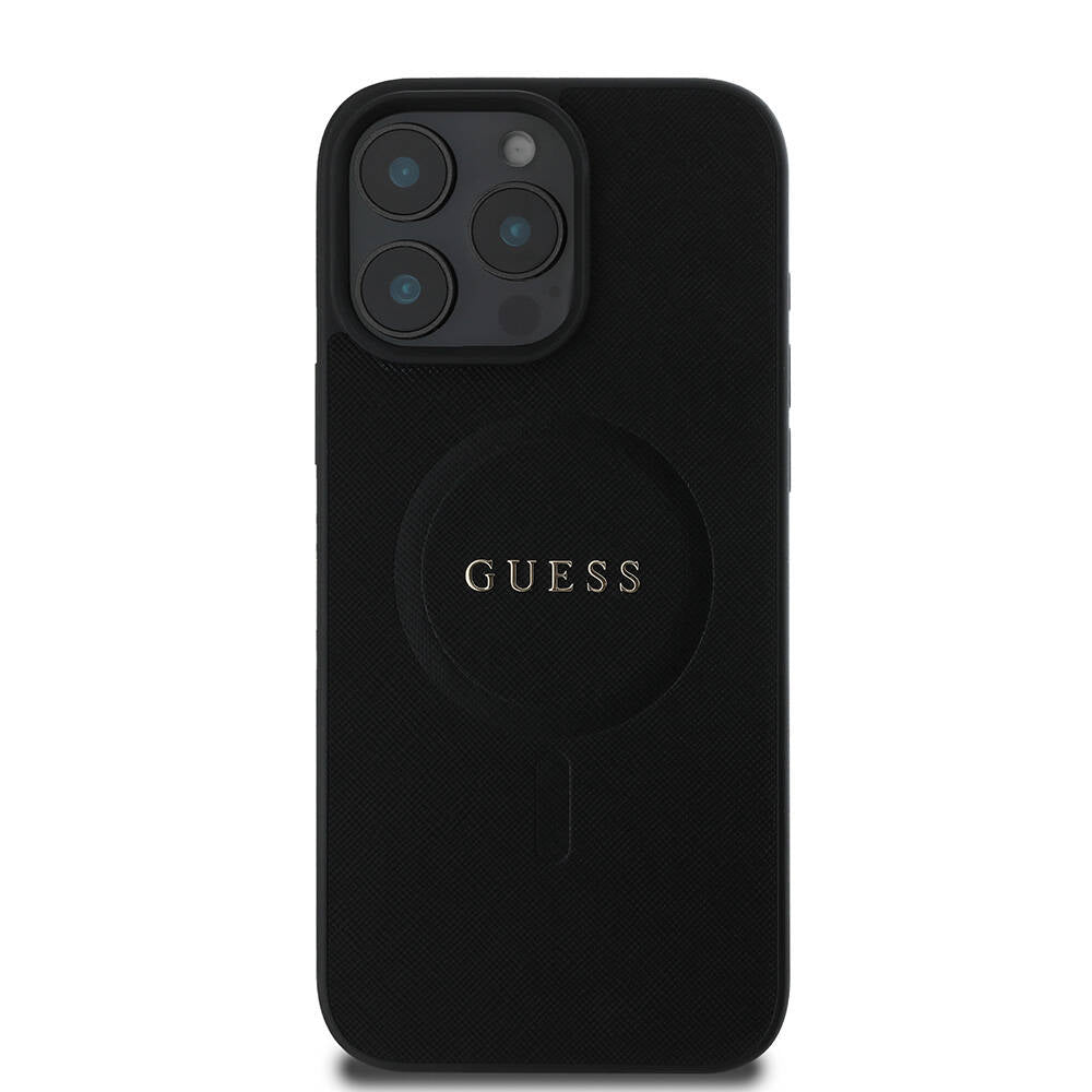 MagSafe-deksel for Apple iPhone 16 Pro, Guess, Saffiano Classic Logo, Svart